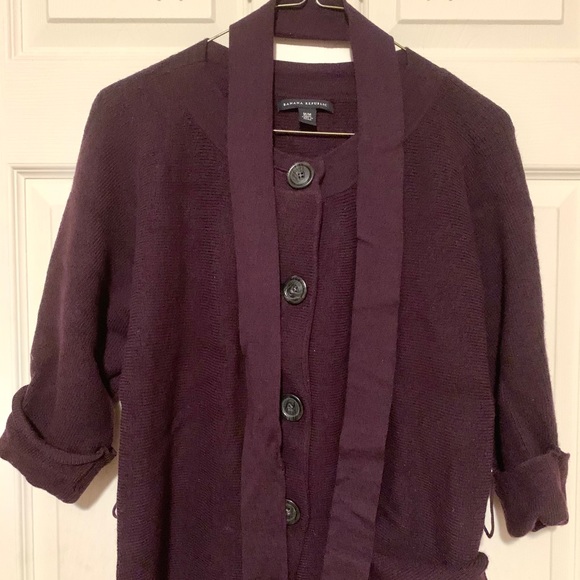 100%Wool BananaRepublic button-belt sweater/cardi - Picture 3 of 6